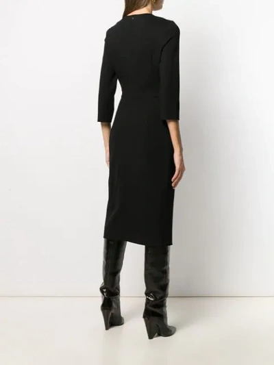 Shop Escada Fitted Midi Dress In A001 Black