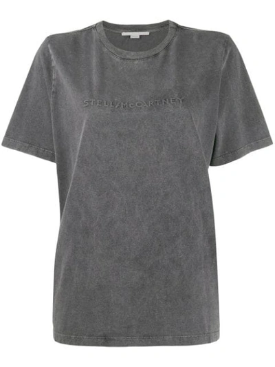 Shop Stella Mccartney Logo Embossed T-shirt In Black