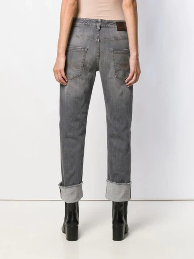 Shop Brunello Cucinelli Raw Hem Jeans In Grey