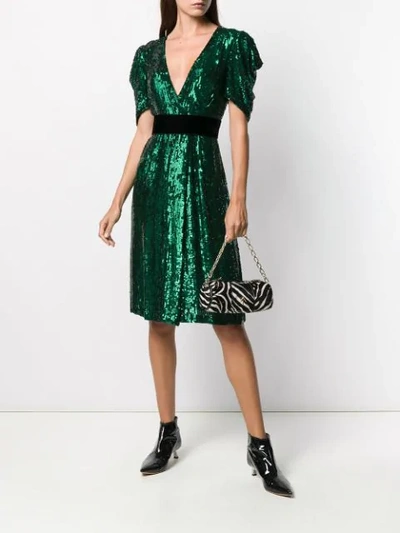 Shop P.a.r.o.s.h Sequin Embellished Midi Dress In Green