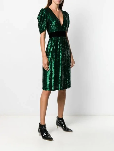 Shop P.a.r.o.s.h Sequin Embellished Midi Dress In Green