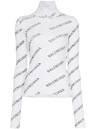 Shop Balenciaga Logo Knit Hooded Top - Black