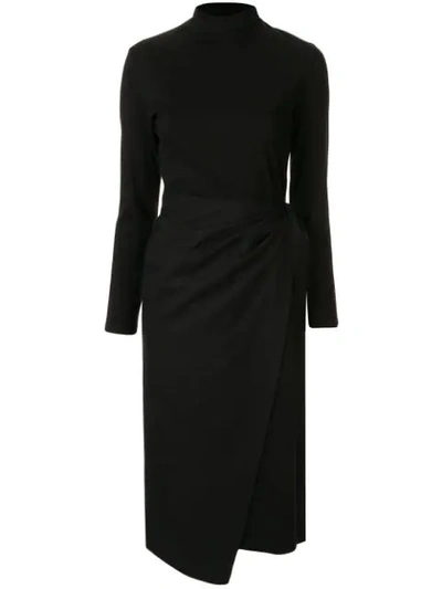 Shop Goen J Overlay Wrap Dress In Black