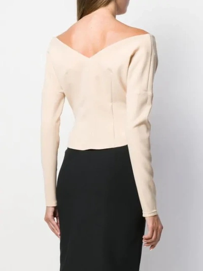 Shop A.w.a.k.e. Long Sleeved Blouse In Nude Off-white