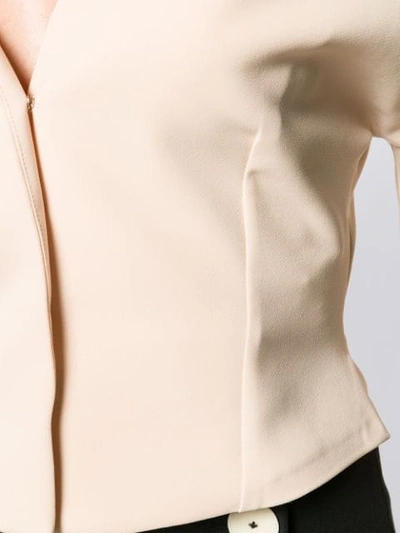 Shop A.w.a.k.e. Long Sleeved Blouse In Nude Off-white