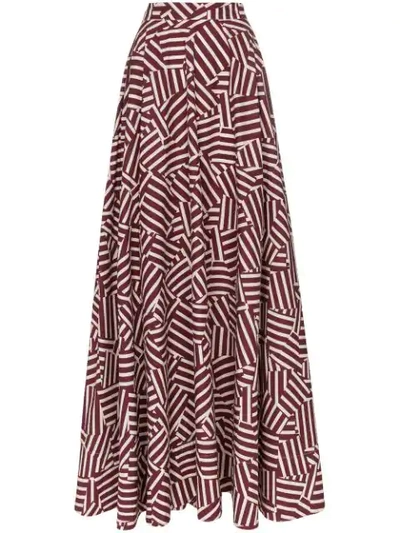Shop Plan C Geometric Print High Waisted Skirt In Red