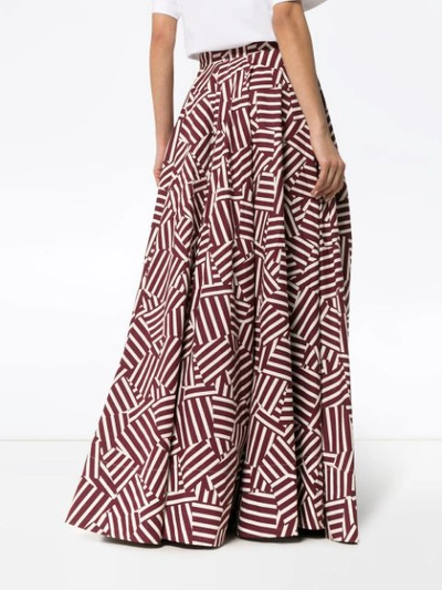Shop Plan C Geometric Print High Waisted Skirt In Red