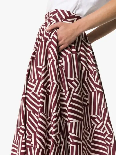 Shop Plan C Geometric Print High Waisted Skirt In Red