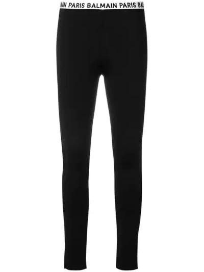 Shop Balmain Logo Leggings In Black