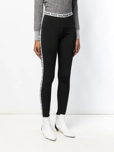 Shop Balmain Logo Leggings In Black