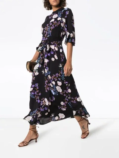 Shop Bytimo Floral Print Tie-waist Dress In Multicolour