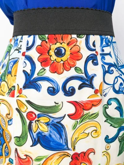 Shop Dolce & Gabbana Majolica Print Pencil Skirt In White