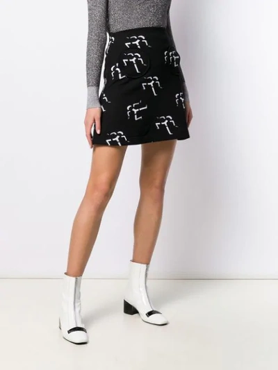 Shop Courrèges Geometric Intarsia Mini Skirt In Black