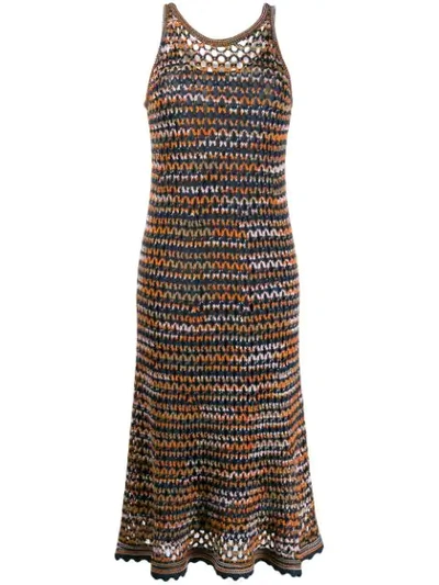 Shop M Missoni Knit Midi Dress In Blue