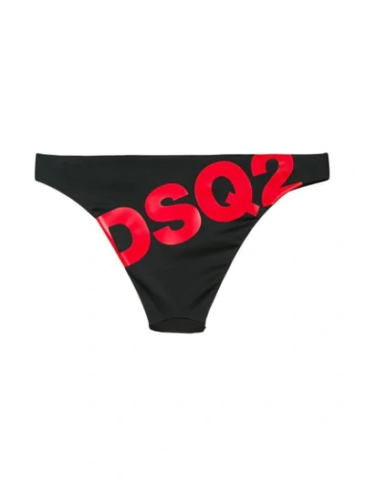 Shop Dsquared2 Logo Print Bikini Bottoms In Black