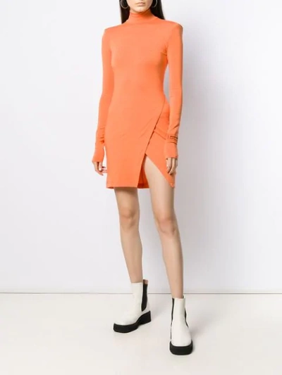 Shop Heron Preston Roll Neck Jersey Dress In Orange