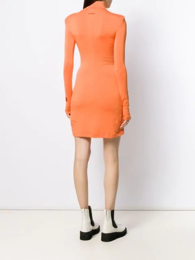 Shop Heron Preston Roll Neck Jersey Dress In Orange