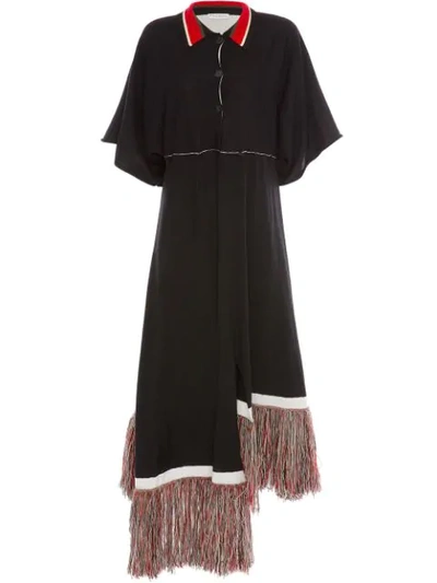 Shop Jw Anderson Knitted Wool Polo Dress In Black