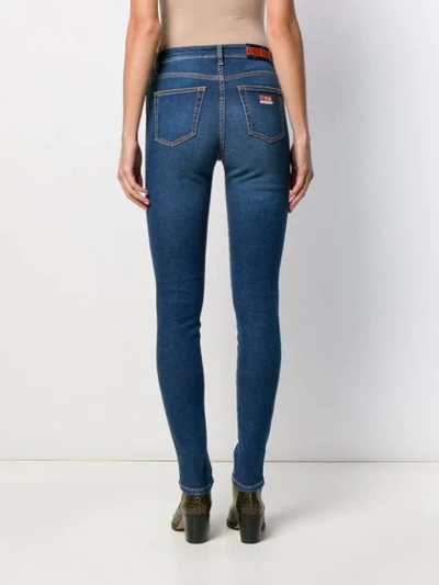 Shop Kenzo Embroidered Side Panel Skinny Jeans In Blue