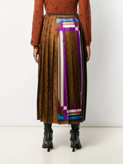Shop Fendi Karligraphy Motif Printed Skirt In Brown