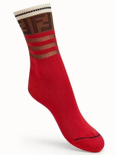 Shop Fendi Gerippte Socken Mit Logos - Farfetch In F0qh0-burgundy