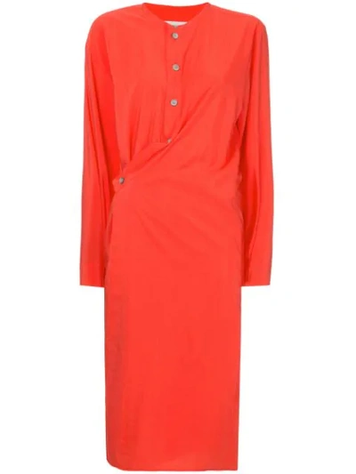 Shop Lemaire Asymmetric Shirt Dress - Red
