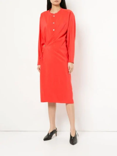 Shop Lemaire Asymmetric Shirt Dress - Red
