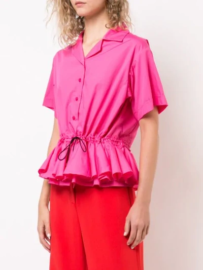 Shop Tome Ruffle Peplum Hem Shirt - Pink