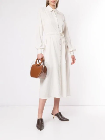 Shop Co Belted Midi Shirt Dress In Ivory