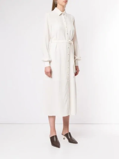Shop Co Belted Midi Shirt Dress In Ivory