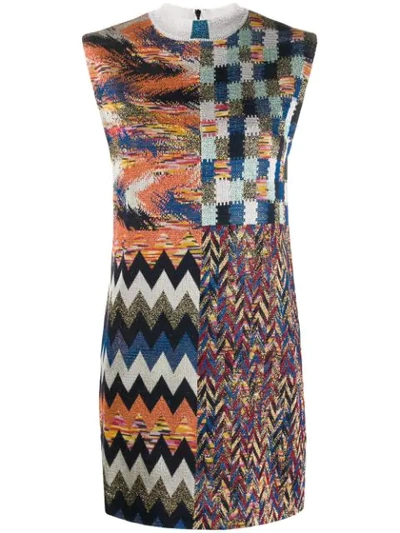 Shop Missoni Zigzag-knit Mini-dress In Blue