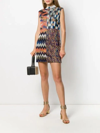 Shop Missoni Zigzag-knit Mini-dress In Blue