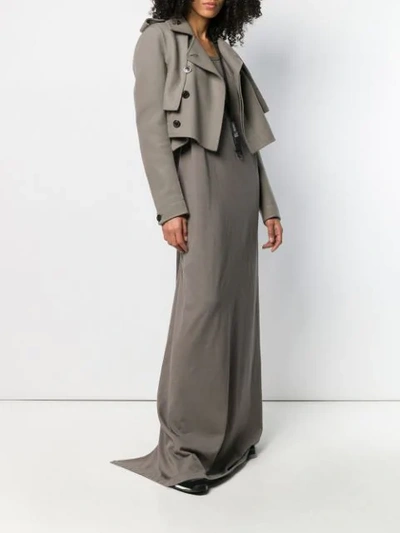 Shop Rick Owens Short Belted Trench In Grey
