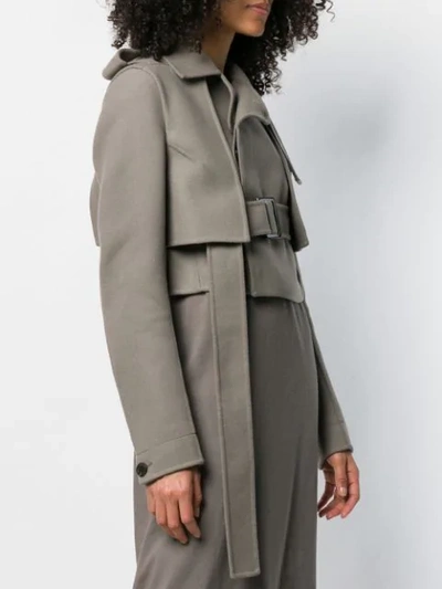 Shop Rick Owens Short Belted Trench In Grey