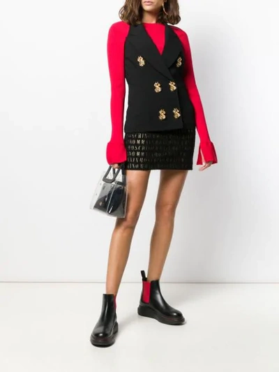 Shop Moschino Embellished Buttons Vest In Black