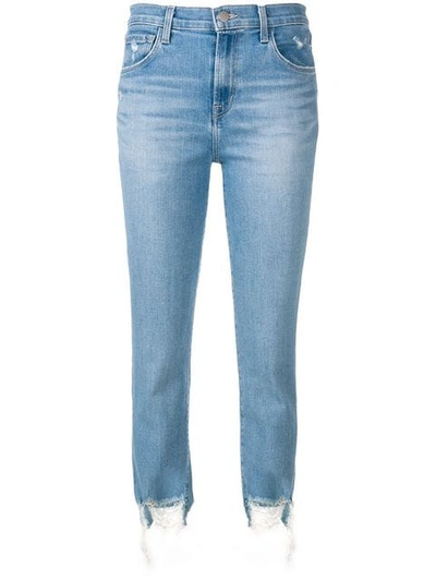 Shop J Brand Ripped Hem Jeans In Blue