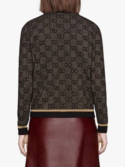 GUCCI GG WOOL CARDIGAN WITH LAMÉ - 棕色