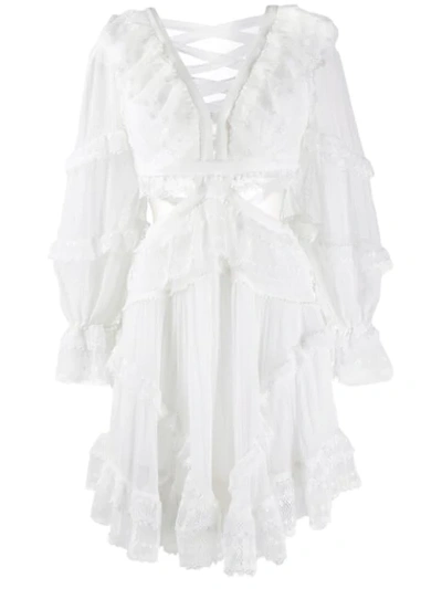 Shop Zimmermann Cut-out Ruffled Dress In White