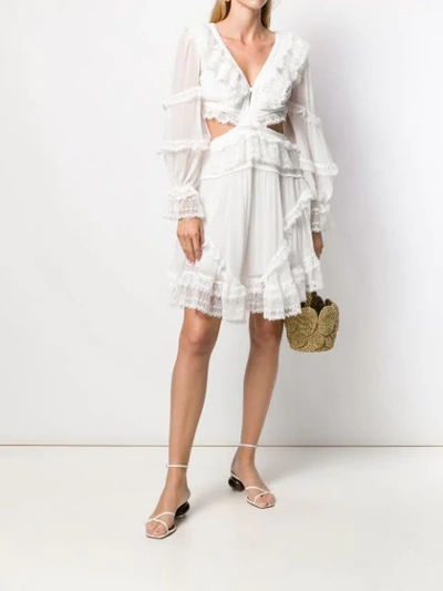 Shop Zimmermann Cut-out Ruffled Dress In White