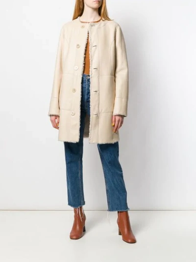 Shop Drome Buttoned-up Coat In Neutrals