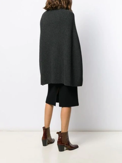 Shop Pringle Of Scotland Ribbed Knit Poncho-sweater In Grey
