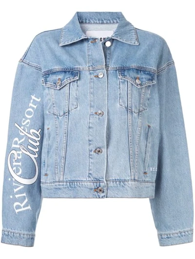 Shop Msgm Riviera Denim Jacket In Blue