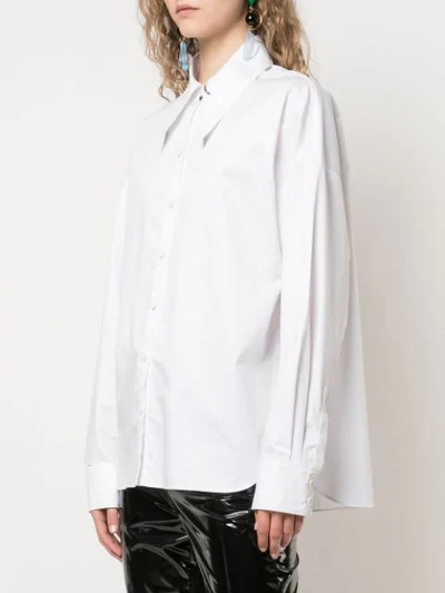 Shop Tibi Tech Poplin Shirt With Detached Collar In White