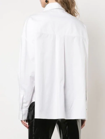 Shop Tibi Tech Poplin Shirt With Detached Collar In White