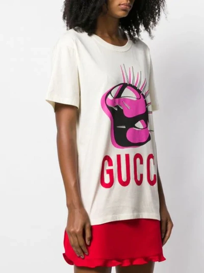 Shop Gucci Manifesto Oversized T-shirt In Neutrals