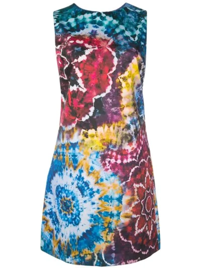 Shop Alice And Olivia Tie-dye Kaleidoscope Dress In Red