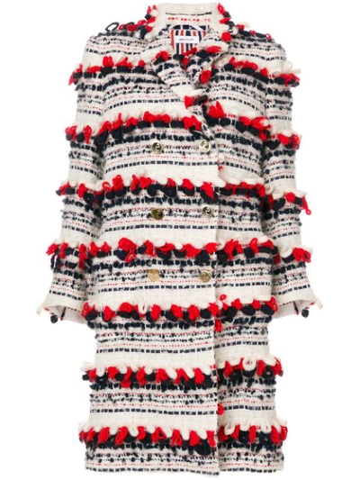 Shop Thom Browne Tartan Tweed Sack Overcoat In Multicolour
