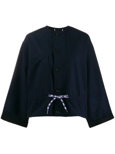 Shop Bellerose Button Cropped Jacket In Blue