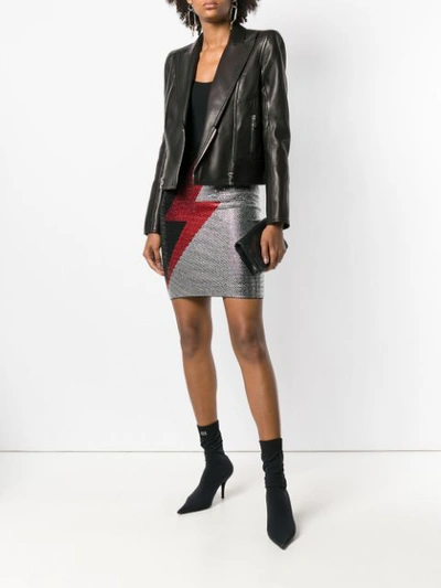 Shop Balmain Embellished Thunder Skirt - Black