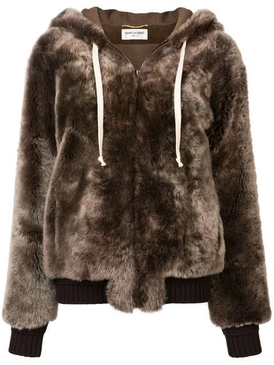 Saint Laurent Zip Hoodie In Brown ModeSens